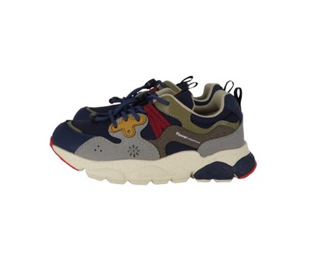 Sneaker in tessuto ed eco pelle con lacci elastici
