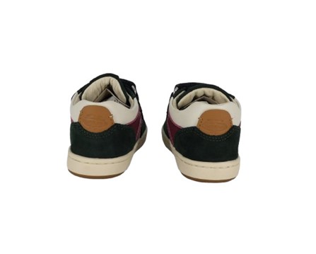 Sneaker primo passo in pelle e camoscio con doppio velcro