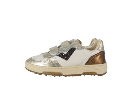 Sneaker in pelle con doppio velcro