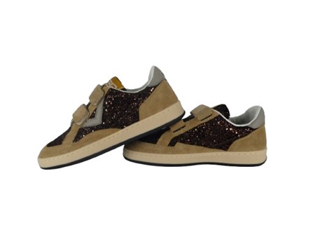 Sneaker in pelle e camoscio con doppio velcro