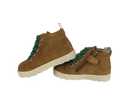 Sneaker primo passo in camoscio con lacci e zip