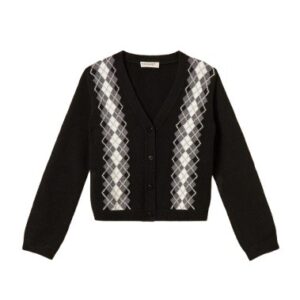 Cardigan in maglia scollo a v con rombi