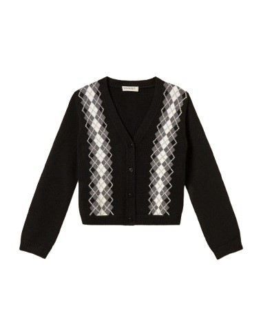 Cardigan in maglia scollo a v con rombi