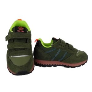 Sneaker bassa in camoscio e tessuto con doppio velcro