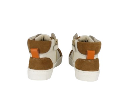 Sneaker alta in pelle e camoscio con lacci