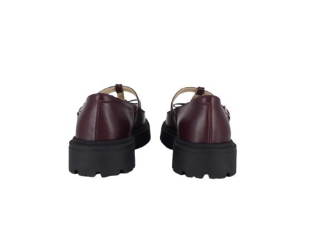 Ballerina in pelle con fiocchetto e fibbia