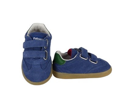 Sneaker primo passo in camoscio con doppio velcro