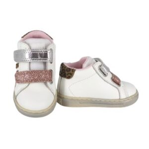 Sneaker primo passo in pelle con doppio velcro