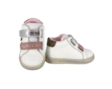 Sneaker primo passo in pelle con doppio velcro