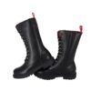 Stivale alto in eco pelle con lacci logati e zip