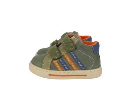 Sneaker primo passo in pelle e camoscio con doppio velcro