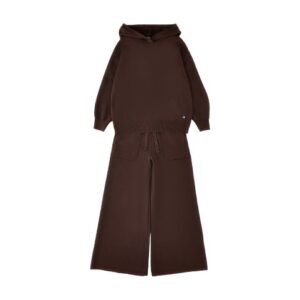 Completo in maglia felpa con cappuccio e pantalone ampio