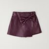 Gonna/short effetto pelle con fiocco