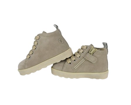Sneaker primo passo in camoscio con lacci e zip