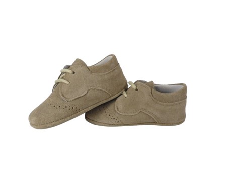 Scarpa culla in camoscio con lacci