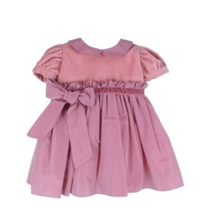 Vestito in velluto e taffeta' con fiocco