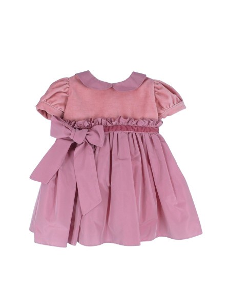 Vestito in velluto e taffeta' con fiocco