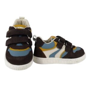 Sneaker primo passo in pelle e camoscio con velcro