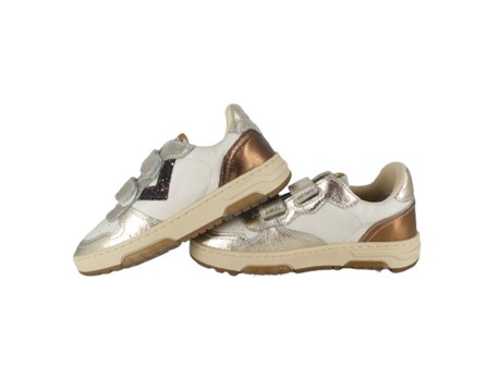 Sneaker in pelle con doppio velcro