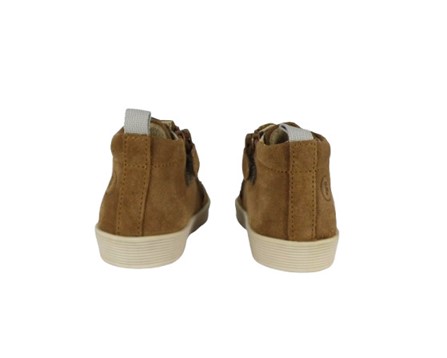 Sneaker primo passo in camoscio con lacci e zip