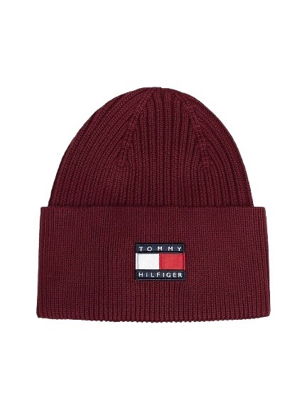 Cappello a costine con risvolto e logo