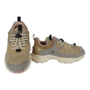 Sneaker in tessuto ed eco pelle con lacci elastici