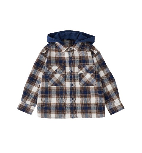 Camicia a quadri con cappuccio staccabile