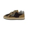 Sneaker in pelle e camoscio con doppio velcro