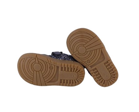 F9923994570DA327046377C5F0C65741_ Sneaker primo passo in pelle e glitter con lacci e zip