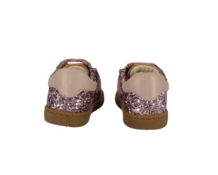 F9BF401D3B69B7585480973D8A2421A2_ Sneaker primo passo in pelle e glitter con lacci e zip